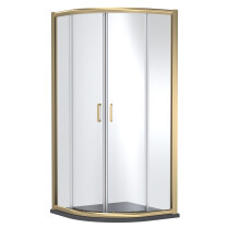Contemporary Bathroom Quadrant Shower Enclosure with Tray - 900 x 900mm, Brushed Brass/Grey
