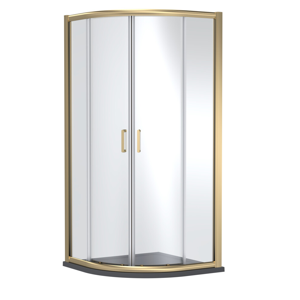 Balterley Contemporary Bathroom Quadrant Shower Enclosure With Tray - 900 X 900Mm, Brushed Brass/ Grey