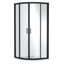 Contemporary Bathroom Quadrant Shower Enclosure with Shower Tray - 900 x 900mm, Matt Black/White