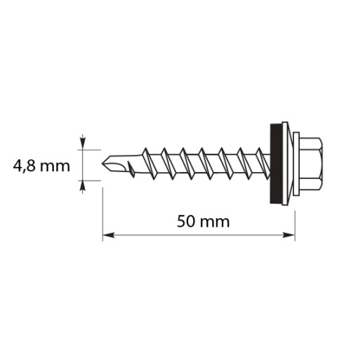 Bauernschrauben GTF2 Z14 4,8x50mm RAL 7016 2