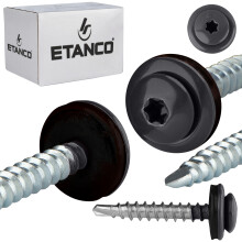Vis autoperceuses tôle ETANCO GTF P avec rondelle EPDM TX RAL 7024 gris graphite 4,8x35mm 250 pcs