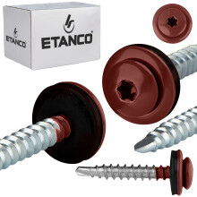 Vis autoperceuses tôle ETANCO GTF P avec rondelle EPDM TX RAL 3009 rouge oxyde 4,8x35mm 250 pcs