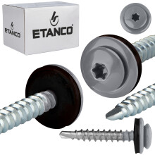Vis autoperceuses tôle ETANCO GTF P avec rondelle EPDM TX RAL 9006 aluminium blanc 4,8x35mm 250 pcs