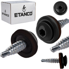Vis autoperceuses tôle ETANCO GTF P avec rondelle EPDM TX RAL 9005 noir foncé 4,8x20mm 250 pcs