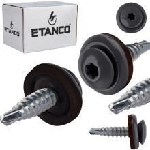 Vis autoperceuses tôle ETANCO GTF P avec rondelle EPDM TX RAL 7024 gris graphite 4,8x20mm 250 pcs