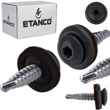 Vis autoperceuses tôle ETANCO GTF P avec rondelle EPDM TX RAL 7016 gris anthracite 4,8x20mm 250 pcs