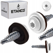 Vis autoperceuses tôle ETANCO GTF P avec rondelle EPDM TX RAL 9010 blanc pur 4,8x20mm 250 pcs