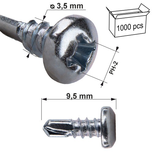 KSTEX loppeskruer 3,5x9,5mm B galvaniseret 2