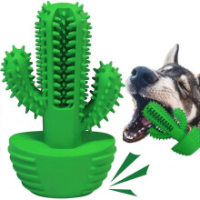 Dog toothbrush stick puppy tooth care effective puppy tooth cleaner non-toxic natural rubber bite-resistant chew toy dog cactus shape
