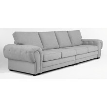 Verona 4 Seater Sofa Light Grey Velour Fabric Full Back Cushions