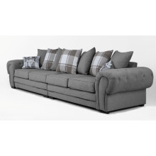 Verona 4 Seater Sofa Grey Velour Fabric Scatter Cushions