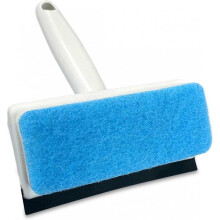2 in 1 Window Squeegee with Sponge Cleaning Brush for Shower, Window, Auto Glass, Tile, Mirror (Blue White)