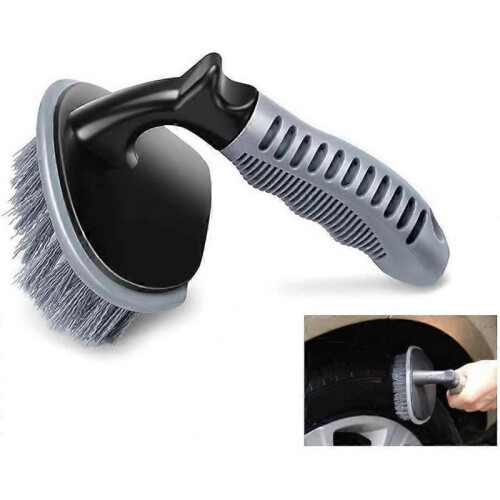 Tire wash brush with universal rubber handle, high quality
