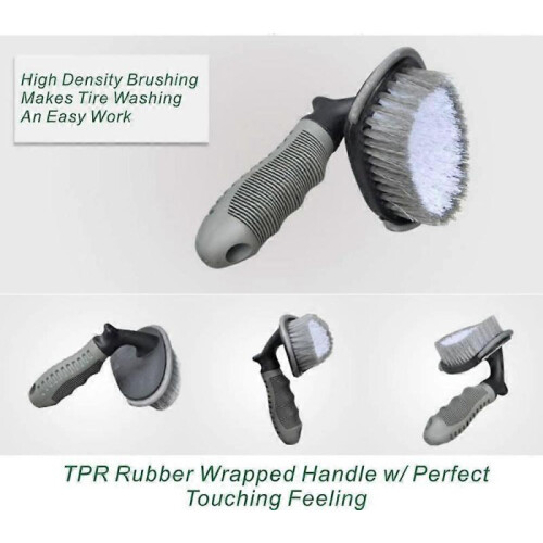 Tire wash brush with universal rubber handle, high quality 1