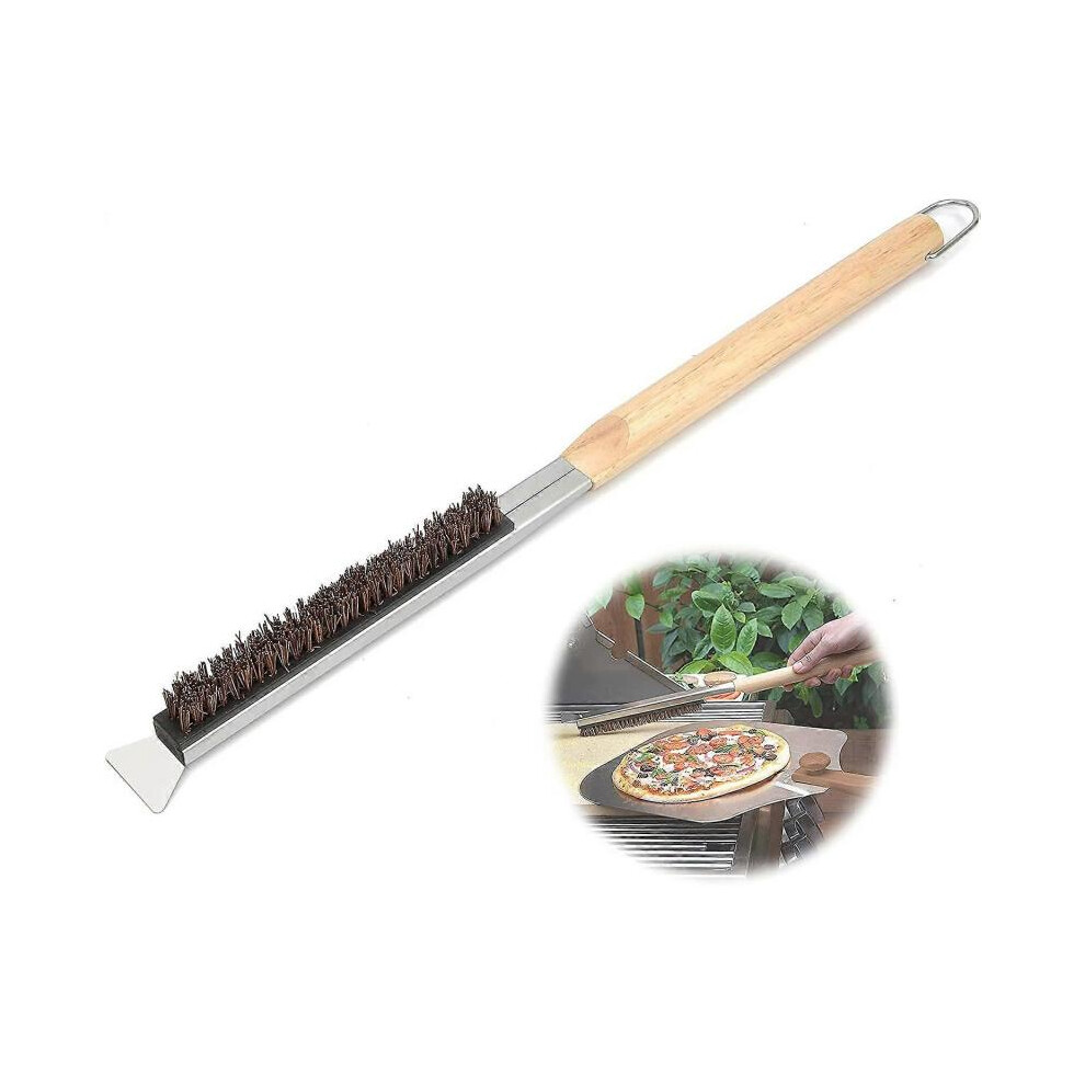 Brosse de nettoyage pour four à pizza avec grattoir, manche en bois, kit d'accessoires de cuisine portable pour barbecue