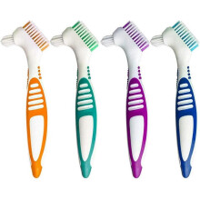 Fake Toothbrush Dual-ended Toothbrush, Hard Denture Cleaning Brush for Denture Care Denture Toothbrush (4 Pack, 4 Colors)