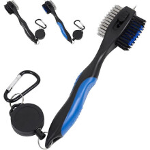 Golf Club Groove Cleaner and Golf Club Brush 2 in 1, Zipper Buckle and Retractable Spiked Golf Brush for Golf Club Cleaning Brush, Blue
