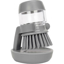 Soap Dispensing Palm Scrub Brush with Drip Tray, Washing Brush for Dishes Pots Pans Sink Cleaning