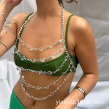 Edelstein-Metallkette Top Pailletten Sommer Strand Bühne Weste Strumpfhalter Körperkette - MIWI - Transparent - Einheitsgröße