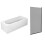 NES Home Nes Home 1700mm White Round Bath with Square Black Frame Light Grey Bath Screen 1