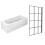 NES Home Nes Home 1700mm Round Bath with Legs and Square Black Grid Bath Screen 1