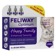 Feliway Optimum 30 Day Refill X 3 Value Pack | 48ml Feliway Optimum Refill 3 Pack For Plug In Anxiety Relief Pheromone Diffuser For Cats | Calm Your C