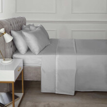 (Double, Grey) Percale 10" Fitted Sheet 25cm Soft Durable Bedding Polycotton 180TC