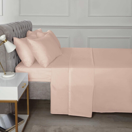 (King, Pink) Percale 10" Fitted Sheet 25cm Soft Durable Bedding Polycotton 180TC