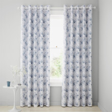 Catherine Lansfield Lucie Floral Frill Blue 66x90" Curtain Pair Fully Lined Ready Made