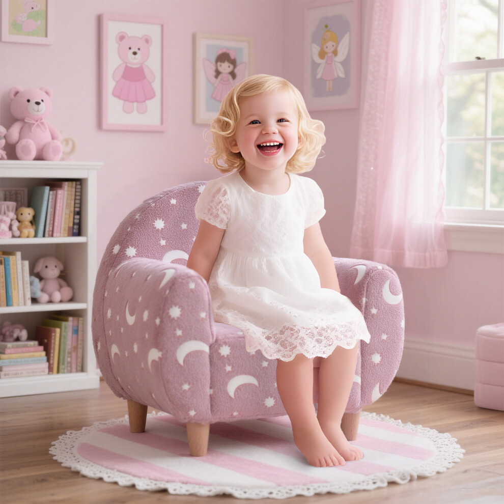 AIYAPLAY Kids Armchair, Glow in The Dark Mini Sofa for Bedroom, Pink-image-OPC-PHGKGSS-NEW