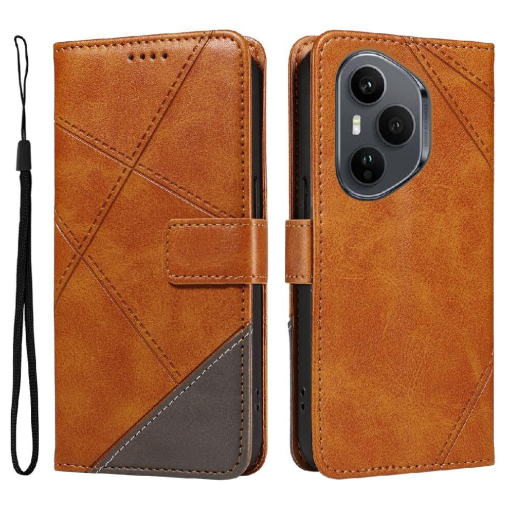 Photos - Case  Flip  for Honor 400 Pro High-quality with Diamond Stitching and Card Slot Leather Phone Protection (Brown)