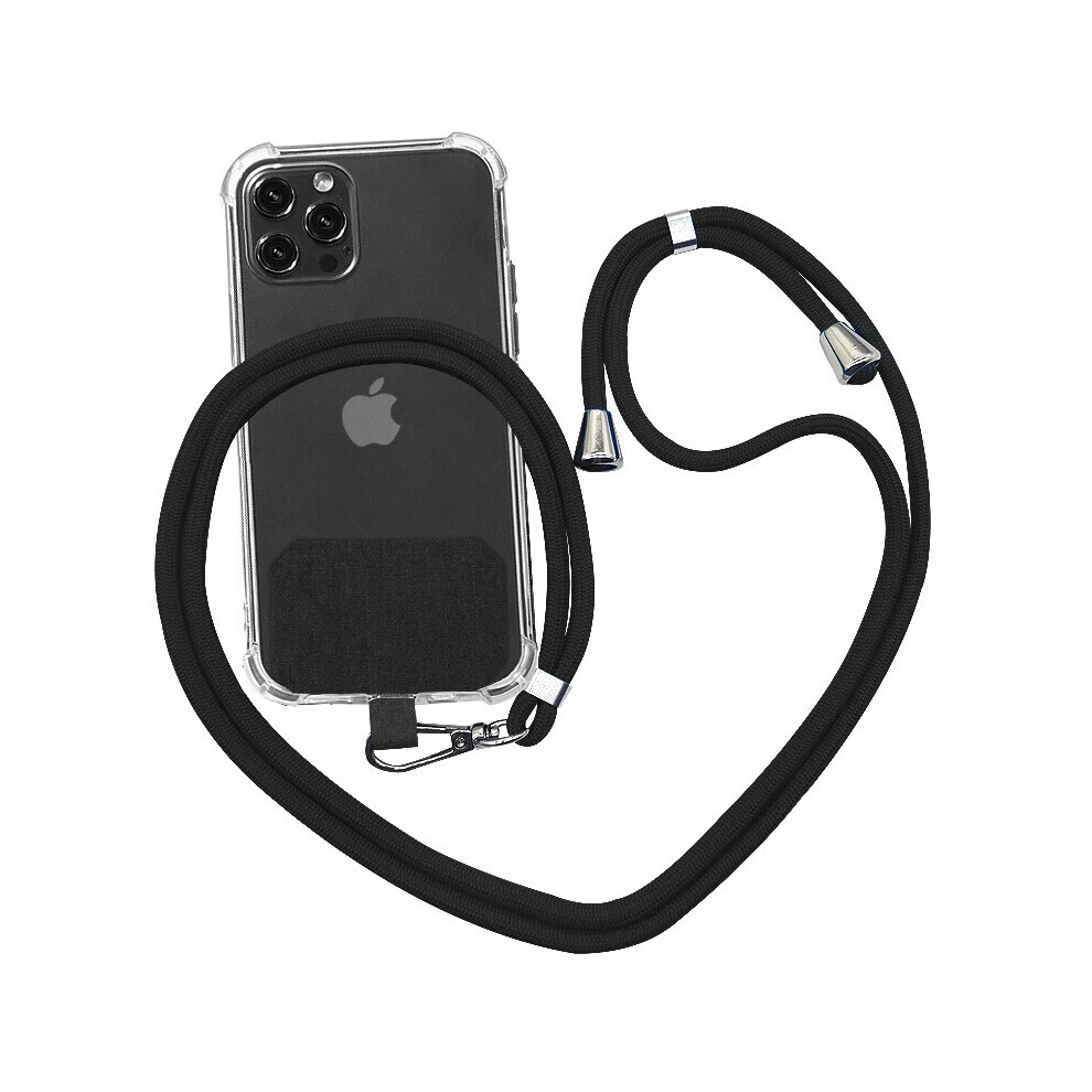 (Black) Anti-Lost Mobile Phone Lanyard Neck Strap Universal Cross Body Smartphone Rope Black 6963793591497