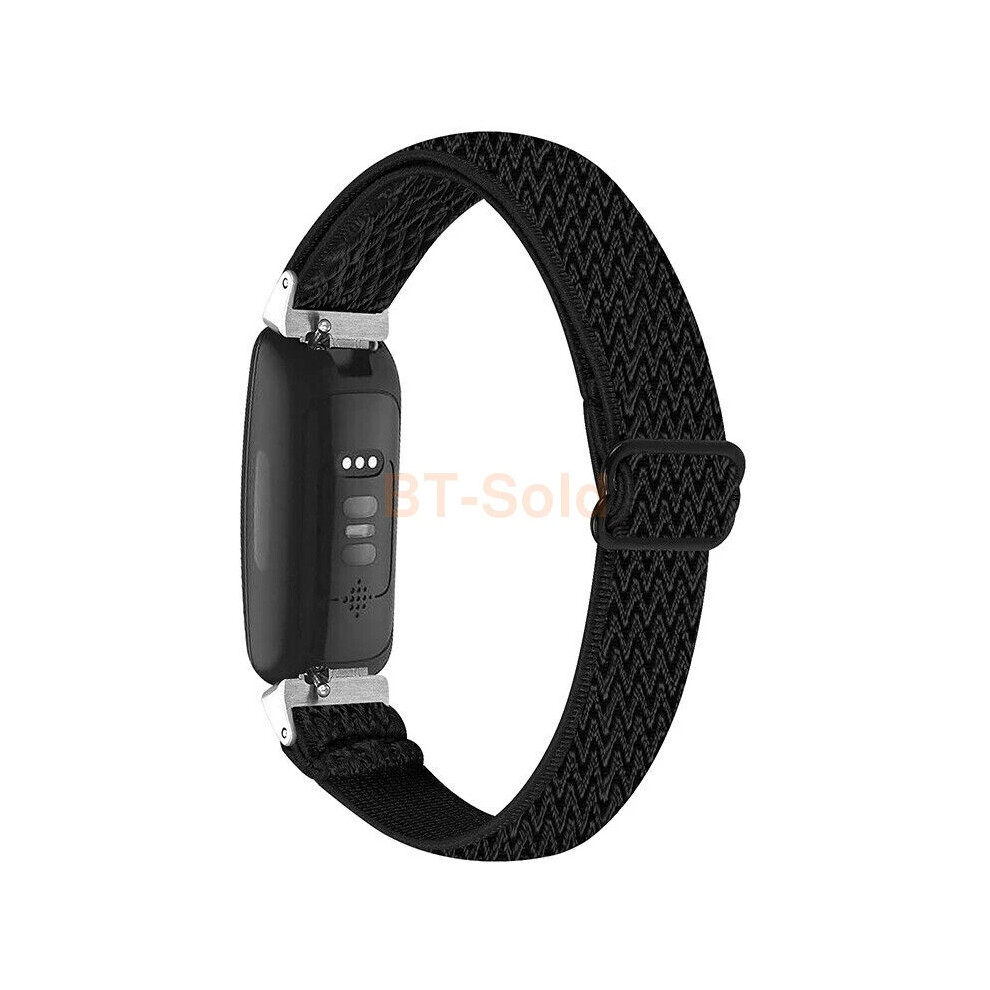 (, Fitbit Inspire 1/Hr) For Fitbit Inspire 3/2/1/Hr Watchband Elastic Woven Nylon Sport Band Strap Black 6963793592098