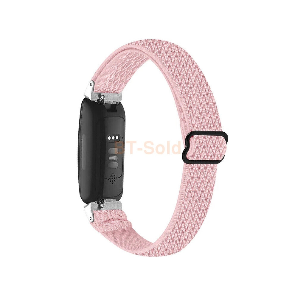 (, Fitbit Inspire 3) For Fitbit Inspire 3/2/1/Hr Watchband Elastic Woven Nylon Sport Band Strap Pink 6963793592326
