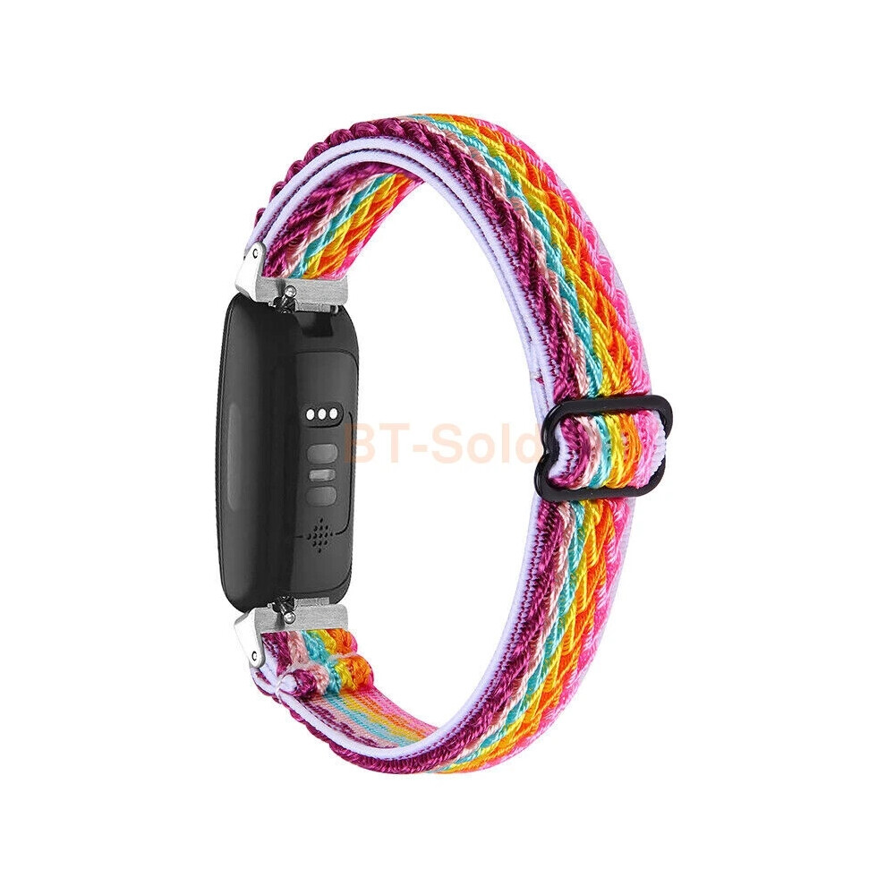(Rainbow, Fitbit Inspire 3) For Fitbit Inspire 3/2/1/Hr Watchband Elastic Woven Nylon Sport Band Strap Hot 6963793593033