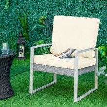 Outsunny Outdoor Seat and Back Cushion Set Replacement Cushions, Cream White