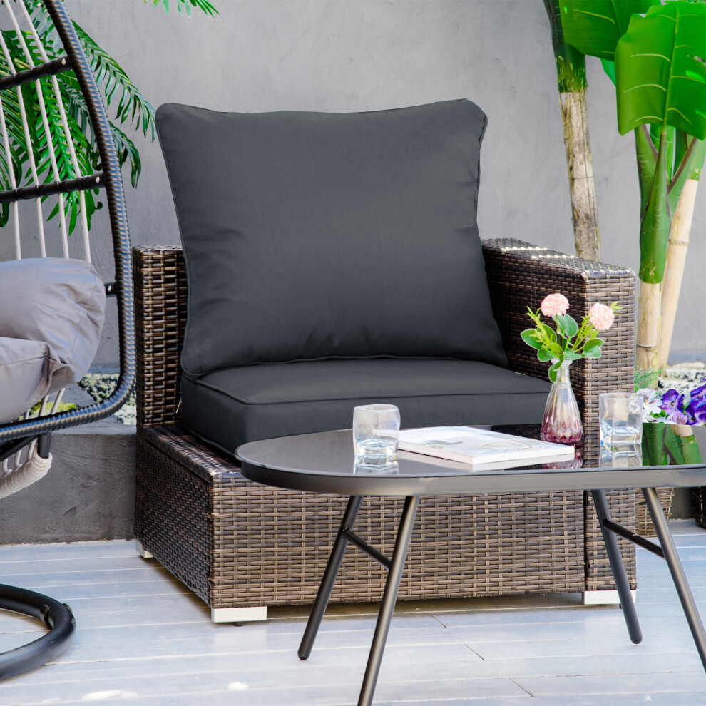 Outsunny Outdoor Seat And Back Cushion Set, Deep Seating Chair Cushion, Grey