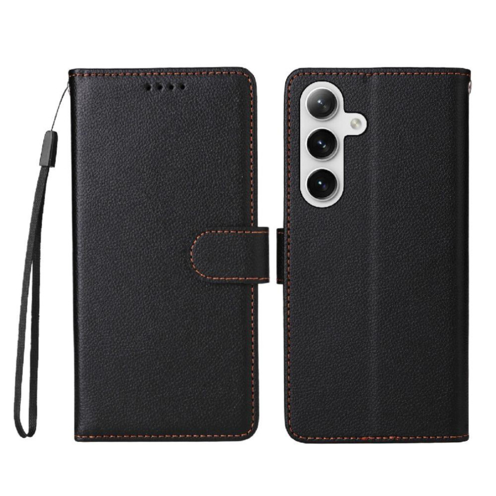 (Black) Flip Case For Samsung Galaxy S25 Plus Wireless Charging Wallet Magnetic Car Mount Crad Slot Black 764563545278