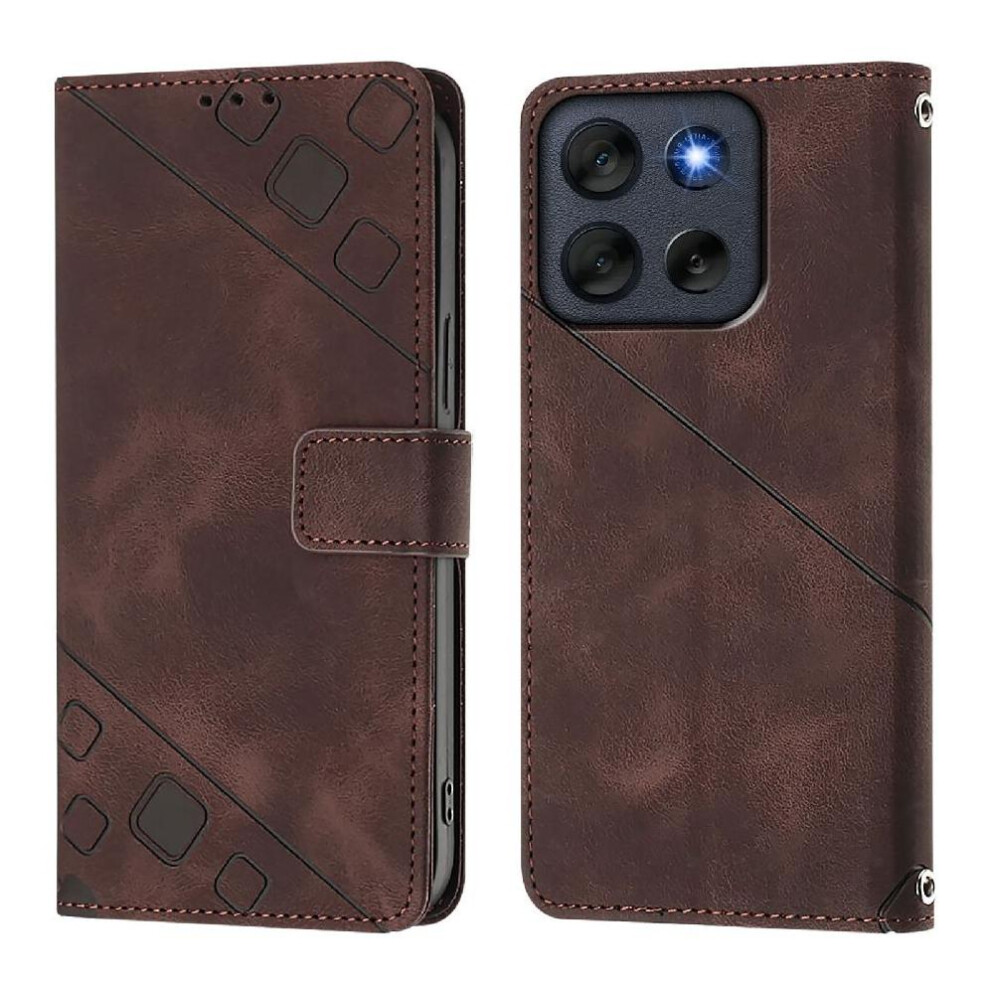 Gangxun (Brown) Case For Motorola Moto G56 Card Holder Wallet Flip Cover Magnetic Leather Brown