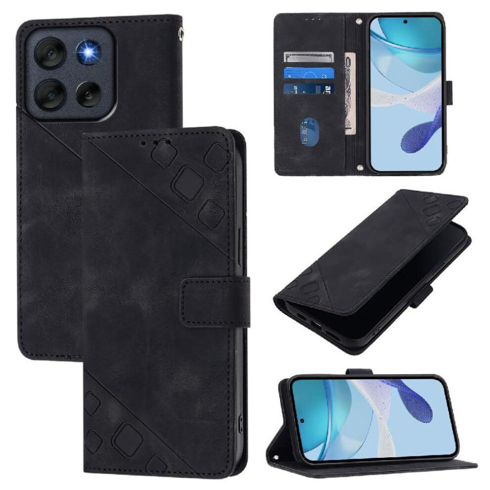 (Black) Case For Motorola Moto G56 Card Holder Wallet Flip Cover Magnetic Leather Black 764563546626