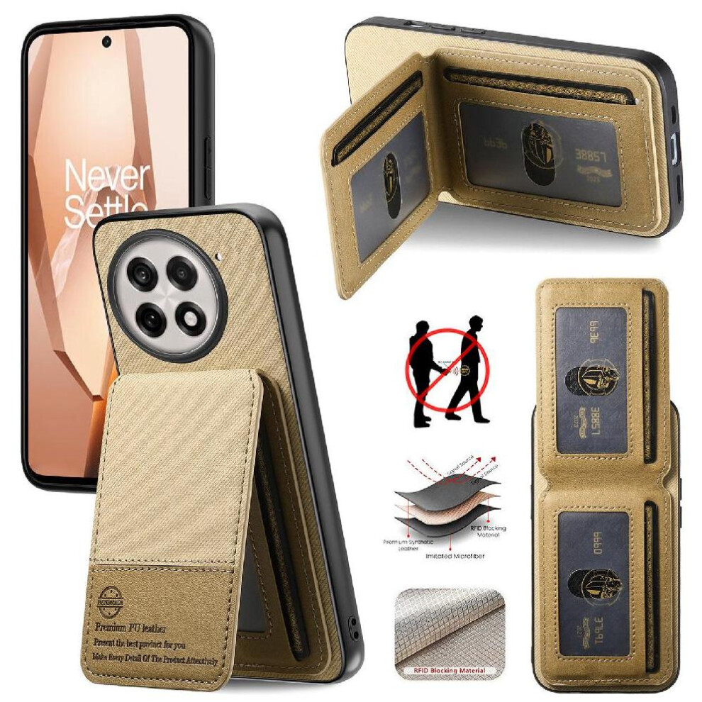 (Yellow) Case For Oneplus 13R Leather Case Wallet Shockproof Rfid Blocking Yellow 764563547982