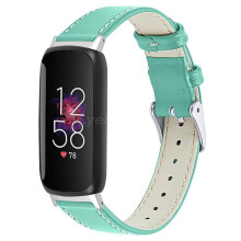 (Teal Green) For Fitbit Inspire 3 Slim Genuine Leather Wristband Band Replacement Strap