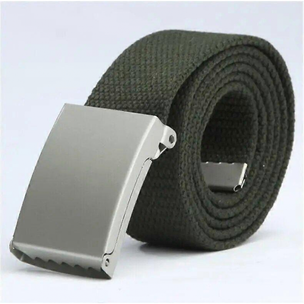 Ceintures pour hommes (vert armée - 100 cm) - Nouvelles ceintures unisexes en toile - Respirantes - Tactiques - Pour jeans - Réglables - 140 cm