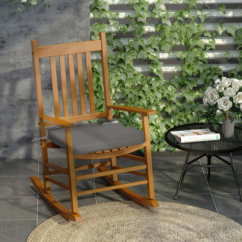 Outsunny Set of 6 Chair Cushion Seat Pads Dining Chair w/ Straps Outdoor Grey