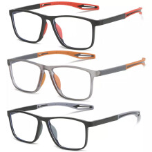 (+4.00 strength) Men TR90 Anti-blue Light Square Reading Glasses Sport Lightweight Glasses 3pairs