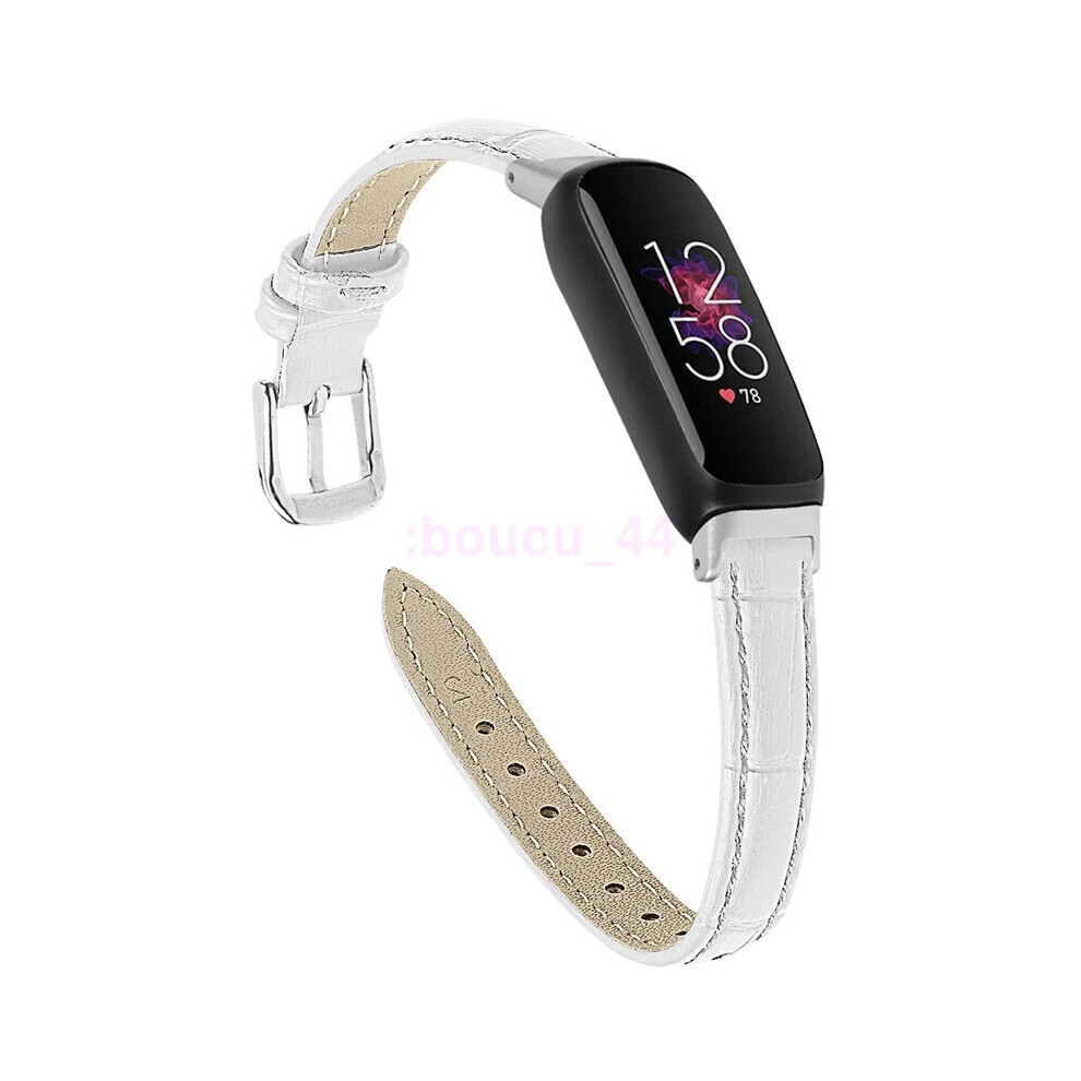 (White) Replacement Strap For Fitbit Inspire 3 Luxury Genuine Leather Wristband Band White 6963793596034