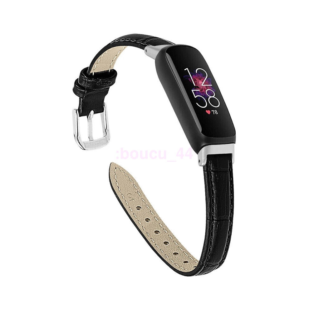 (Black) Replacement Strap For Fitbit Inspire 3 Luxury Genuine Leather Wristband Band Black 6963793595983