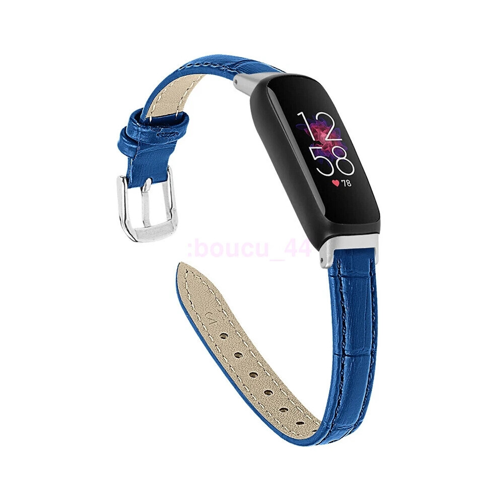 (Blue) Replacement Strap For Fitbit Inspire 3 Luxury Genuine Leather Wristband Band Blue 6963793595990
