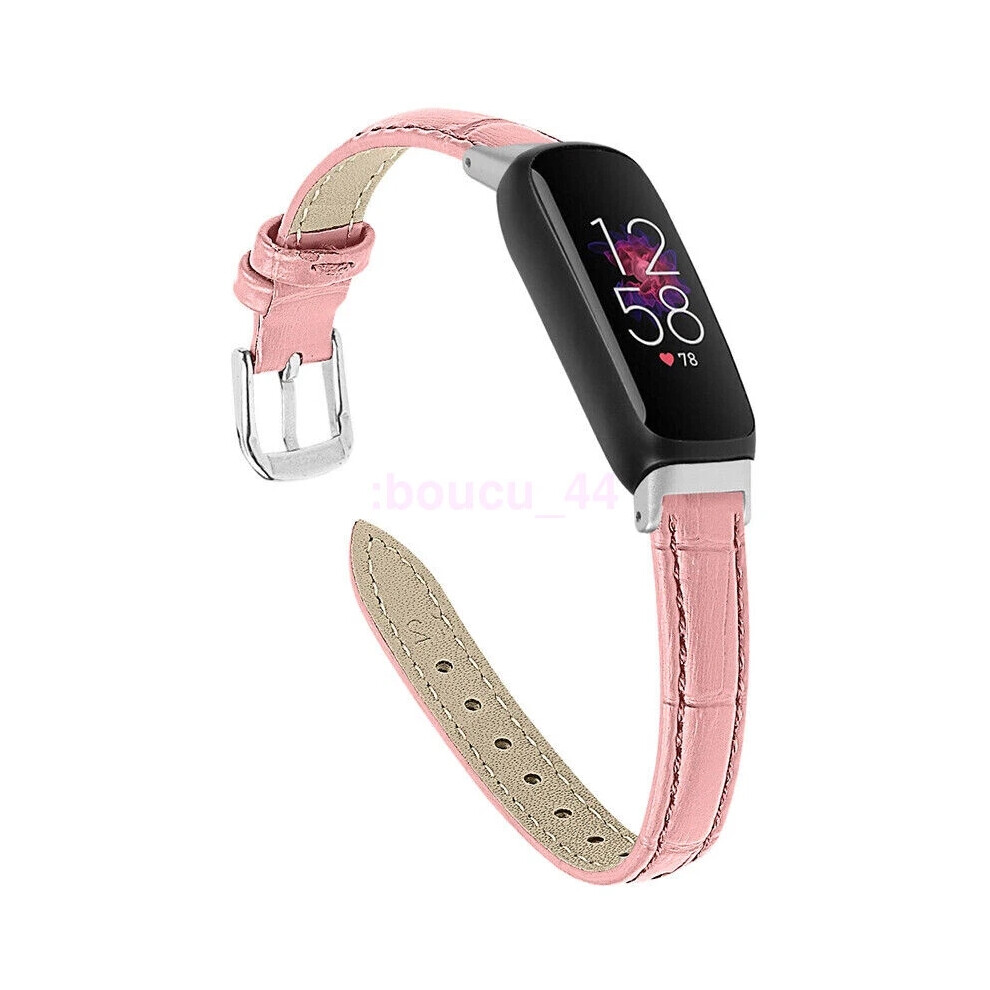 (Pink) Replacement Strap For Fitbit Inspire 3 Luxury Genuine Leather Wristband Band Pink 6963793596010