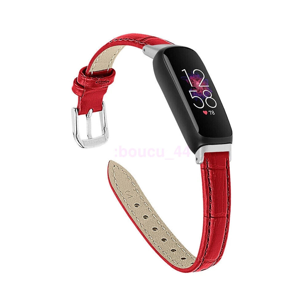 (Red) Replacement Strap For Fitbit Inspire 3 Luxury Genuine Leather Wristband Band Red 6963793596027